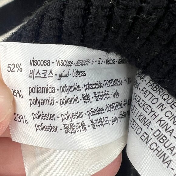 Zara Black Ivory Striped Roundneck Sweater Women's Small - Picture 3 of 4